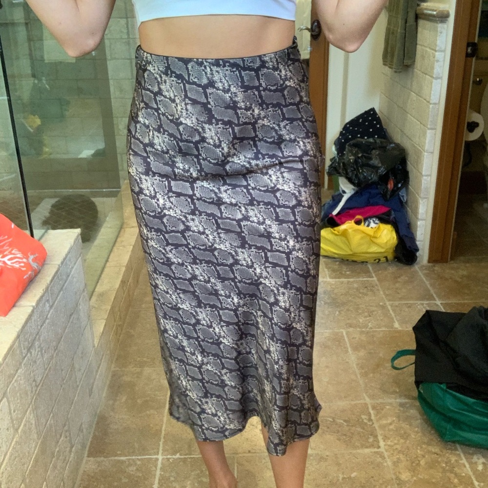 Snake print midi skirt